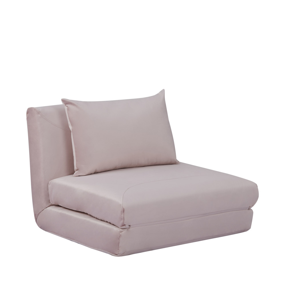 Chauffeuse convertible en velours rose pastel Chauffeuse convertible en velours rose pastel