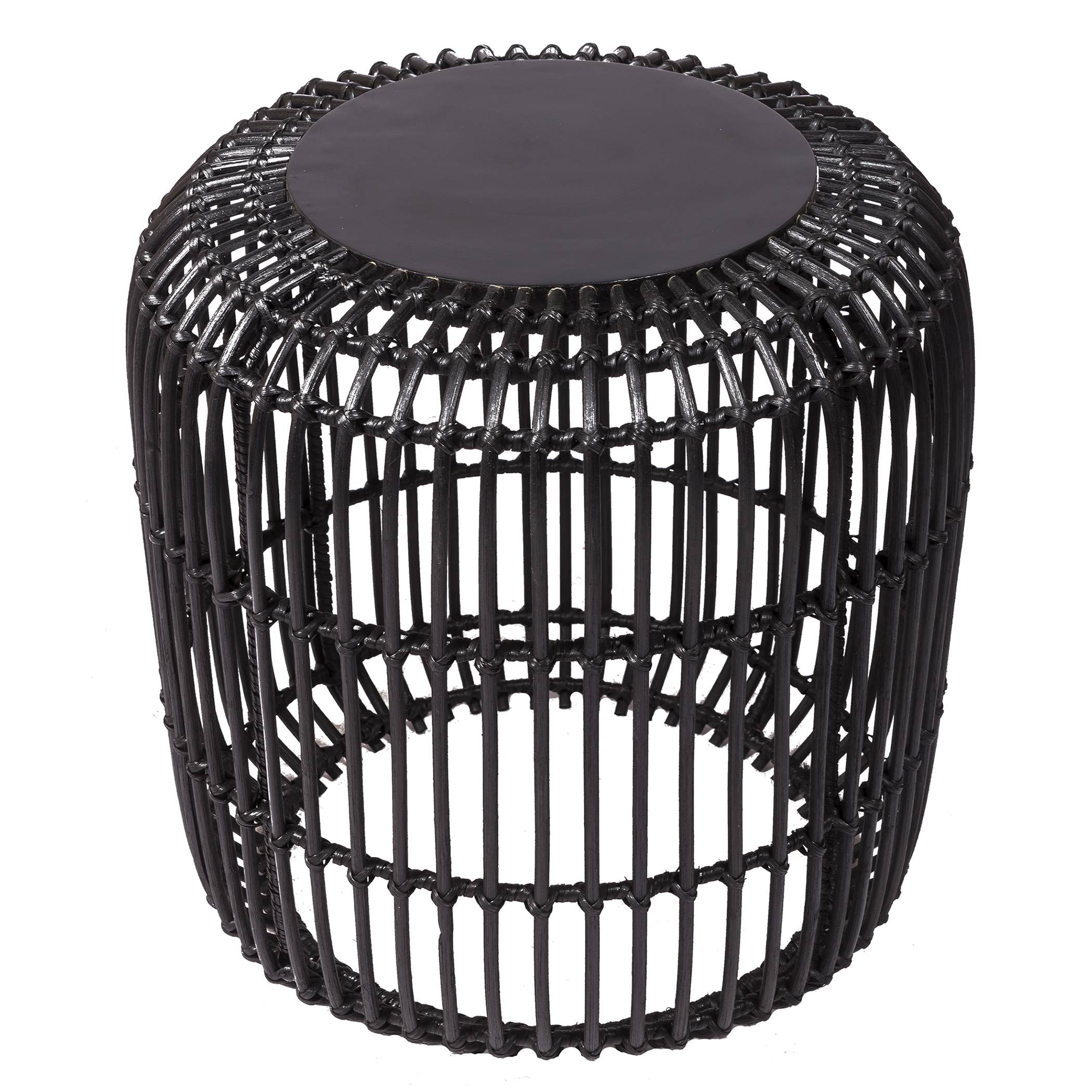 Table basse en rotin noir et teck