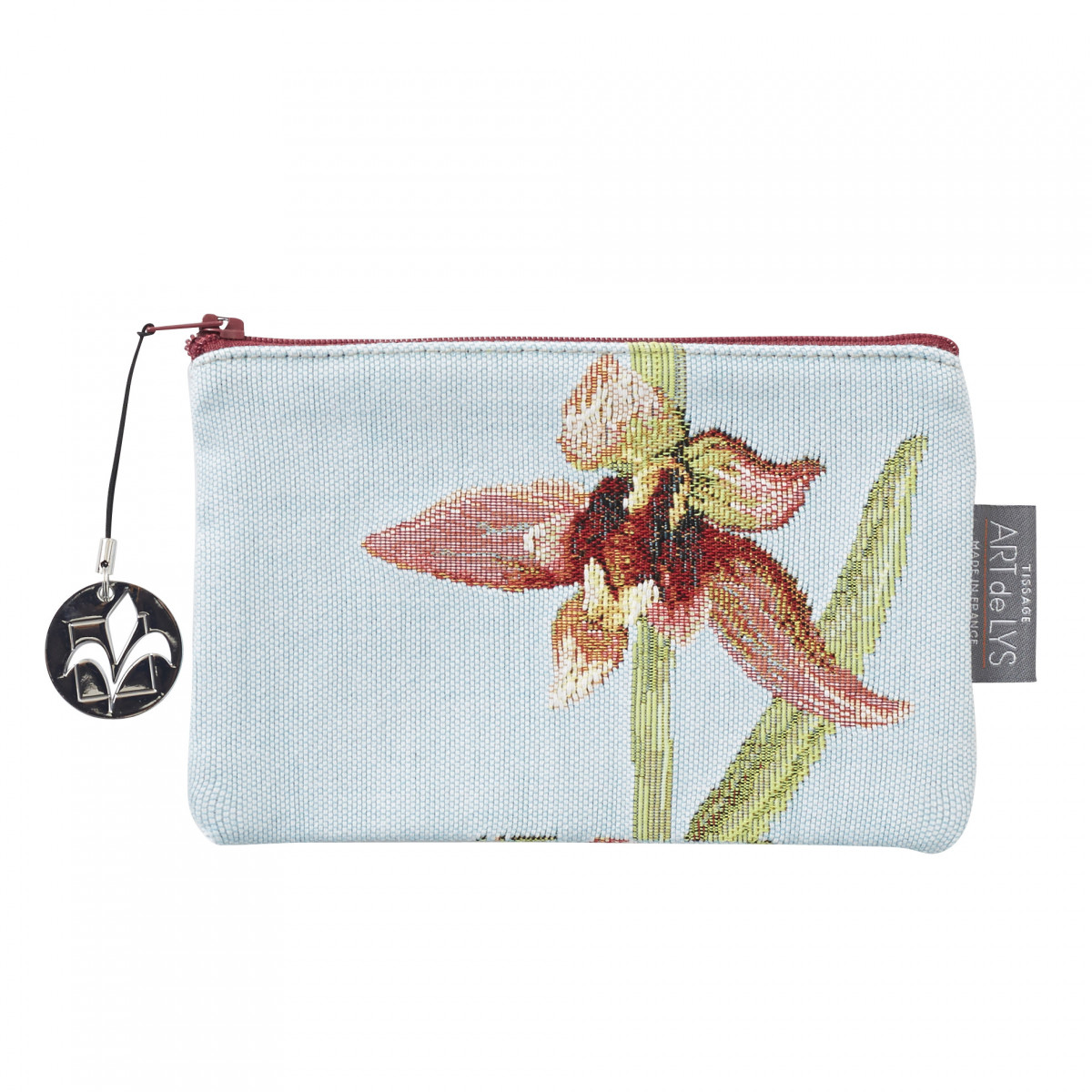 Pochette orchidees tissée bleu 11x17 Pochette orchidees tissée bleu 11x17