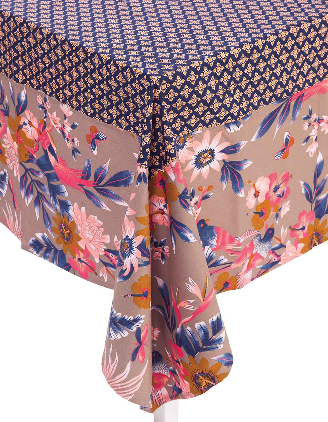 Nappe carrée biprint en coton plomb 170 x 170 Nappe carrée biprint en coton plomb 170 x 170