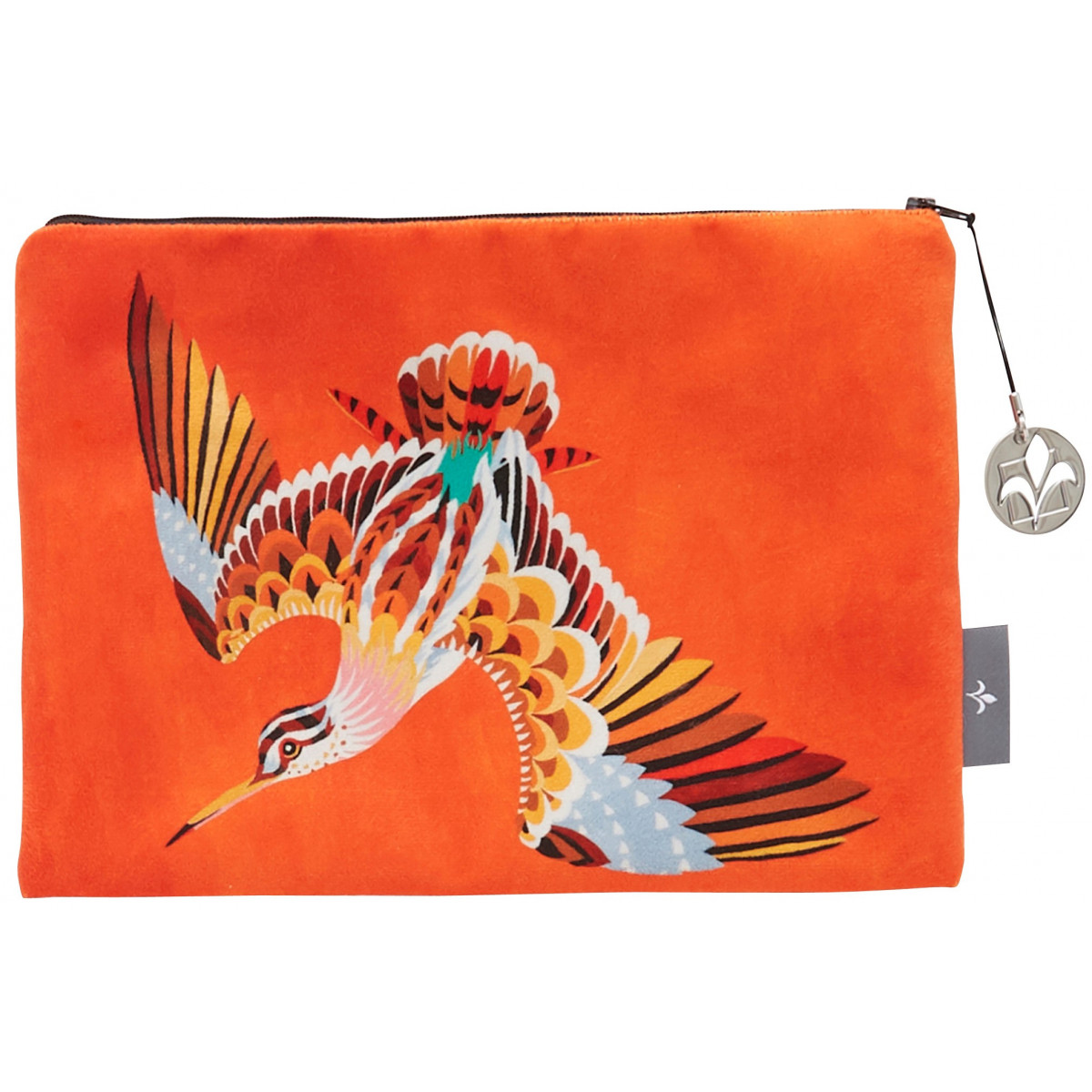 Trousse bécasse velours orange 27x17 (photo) Trousse bécasse velours orange 27x17