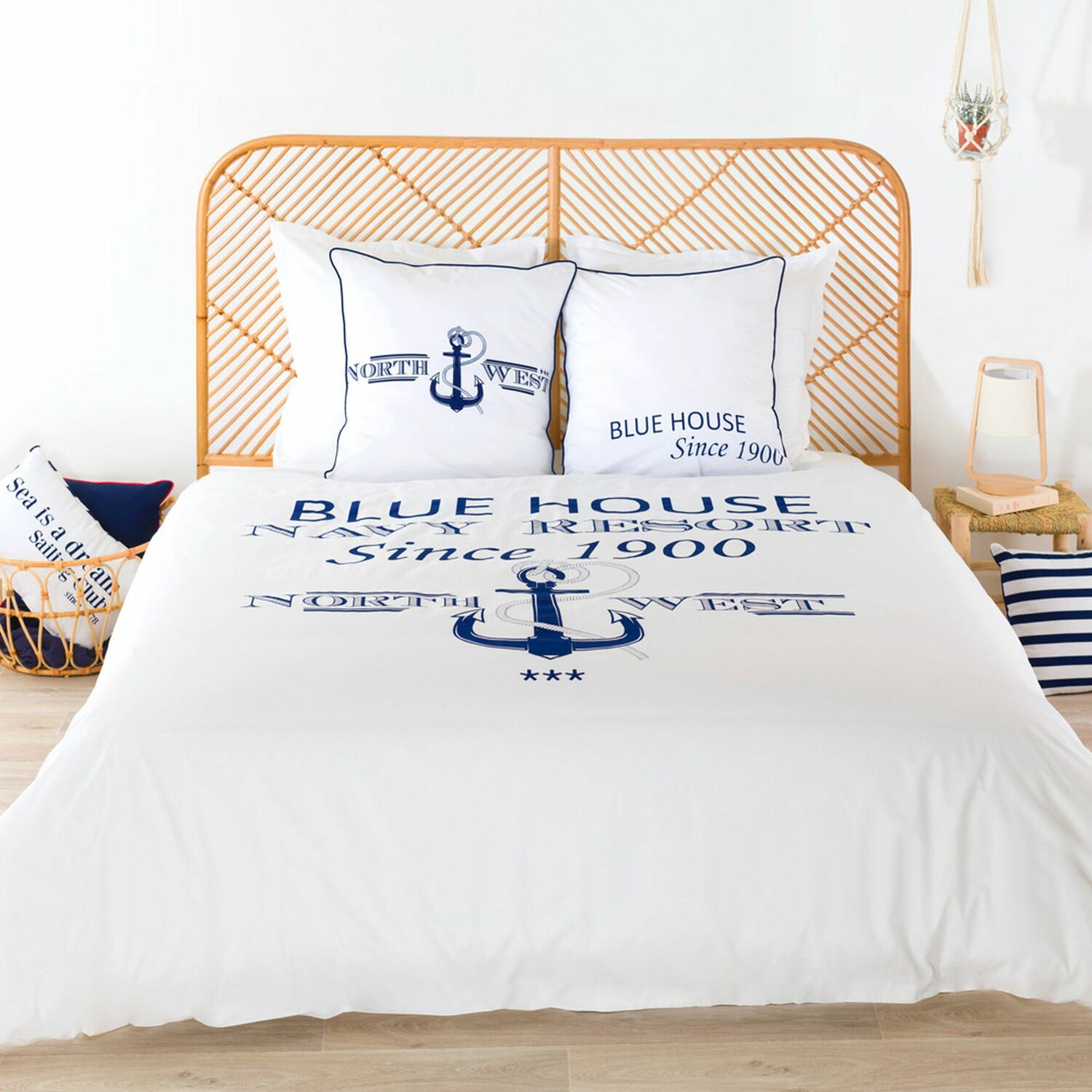 Parure de housse de couette coton blanc 220x240 cm