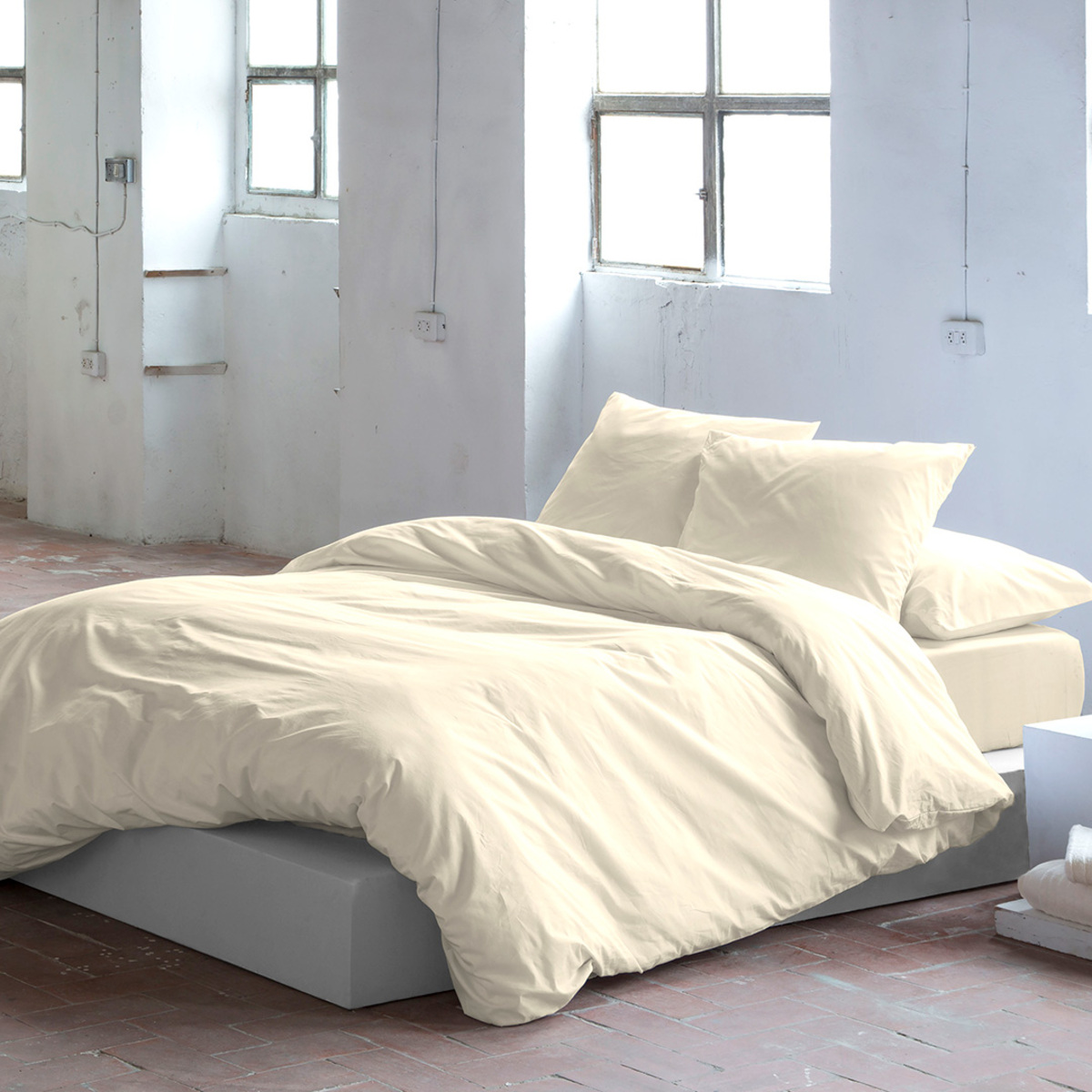 Housse de couette en coton cème 260x240 cm (photo) Housse de couette en coton cème 260x240 cm