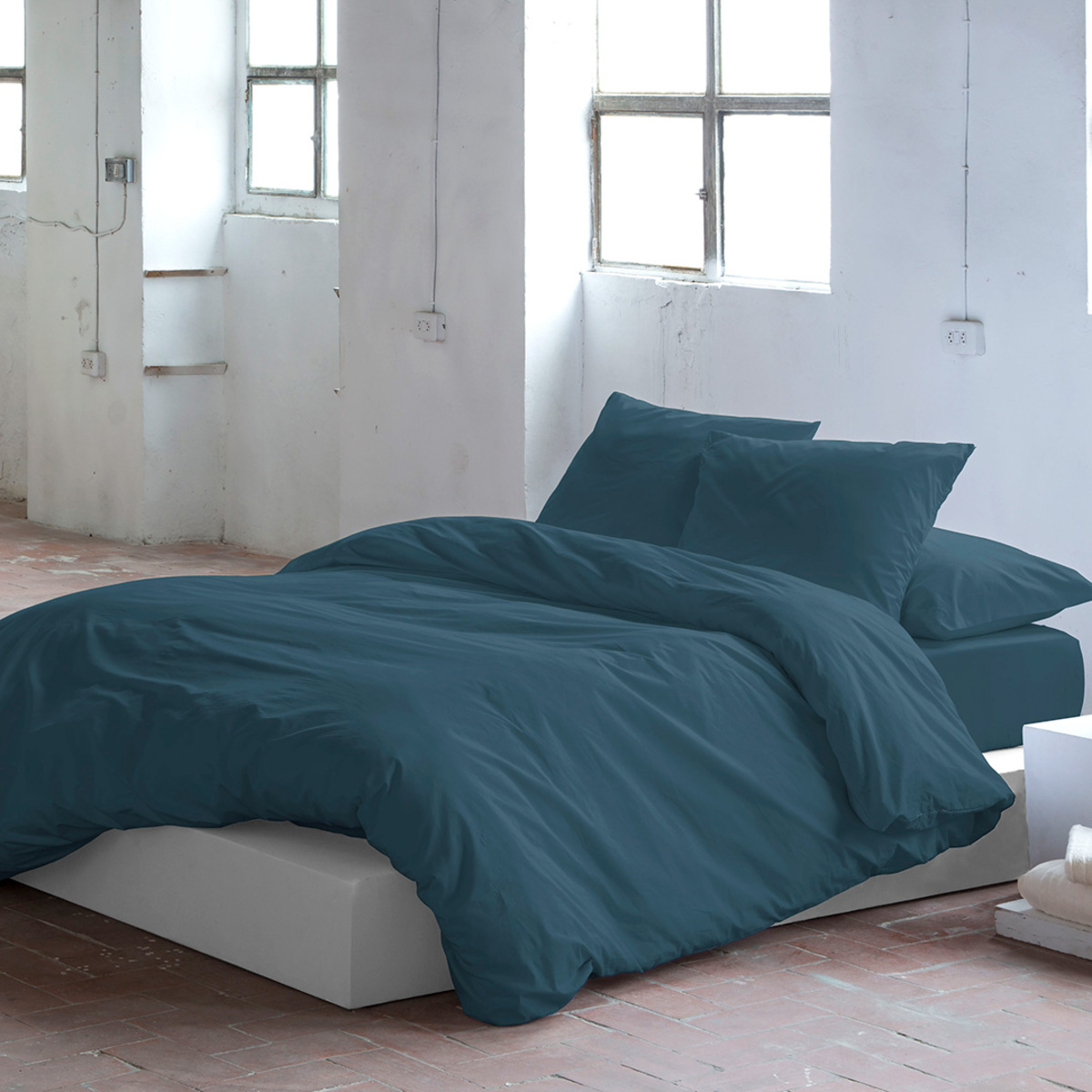 Housse de couette en coton pétrole 260x240 cm (photo) Housse de couette en coton pétrole 260x240 cm