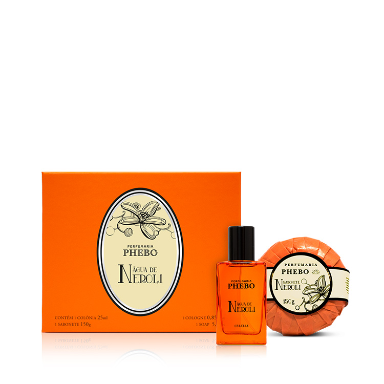Coffret avec mini cologne et un pain de savon parfum neroli Coffret avec mini cologne et un pain de savon parfum neroli