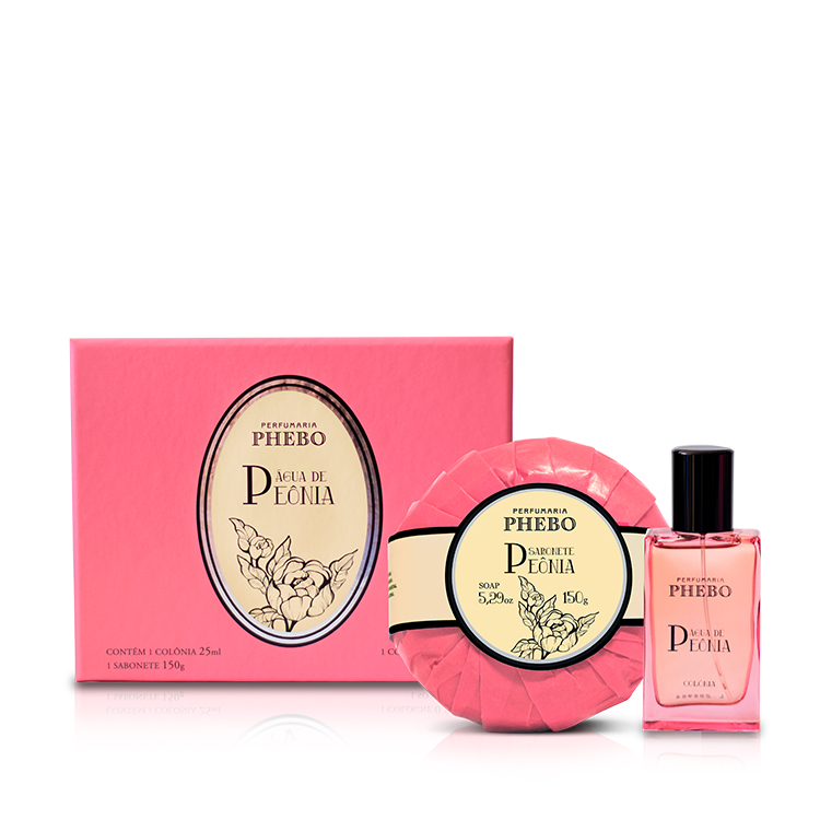 Coffret avec mini cologne et un pain de savon parfum pivoine (photo) Coffret avec mini cologne et un pain de savon parfum pivoine