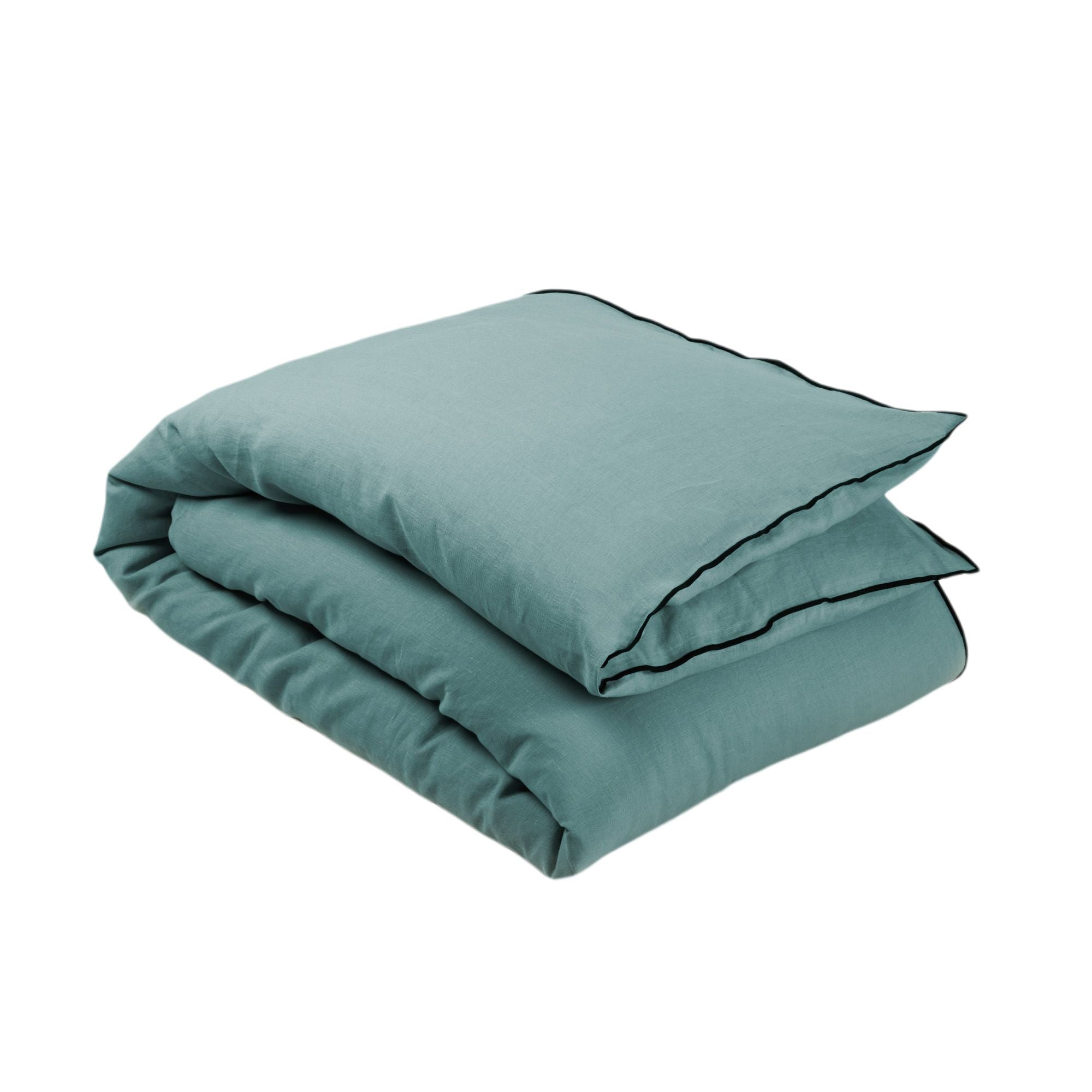 Housse de bout de lit 90x200 cm Vert et bourdon noir en Lin Housse de bout de lit 90x200 cm Vert et bourdon noir en Lin