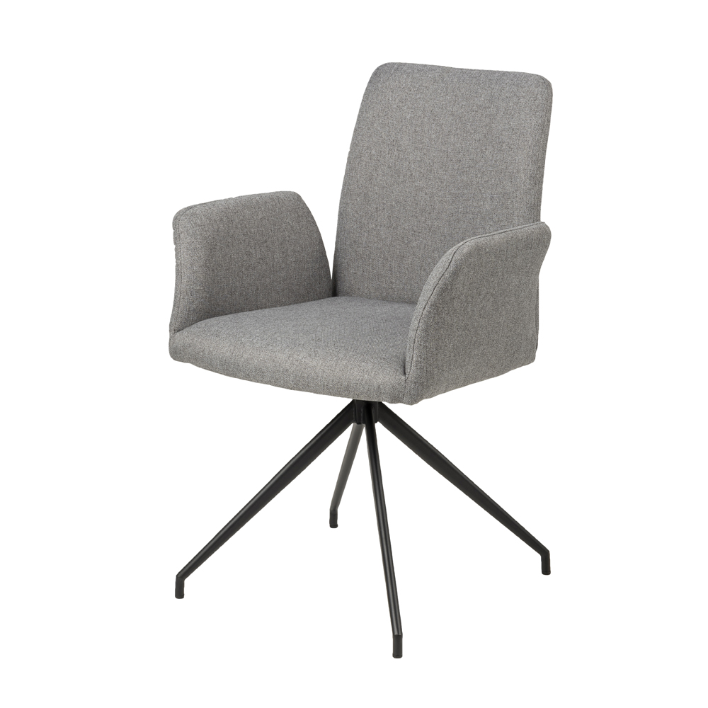 Fauteuil pivotant pieds en métal en tissu gris Fauteuil pivotant pieds en métal en tissu gris