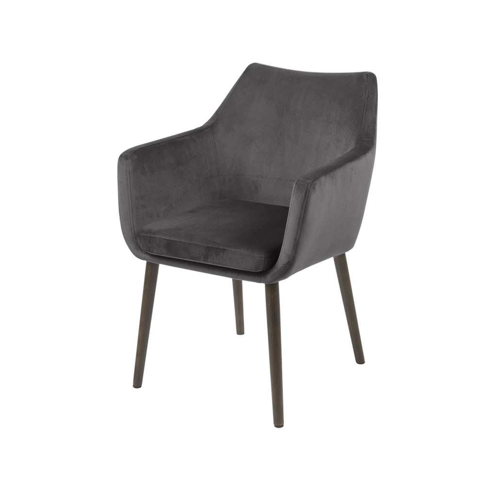 Chaise design 58 cm pieds en bois de chêne gris brun Chaise design 58 cm pieds en bois de chêne gris brun