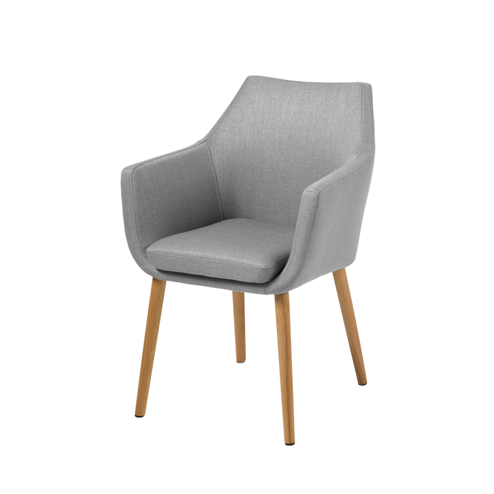 Chaise design 58 cm pieds en bois de chêne gris clair