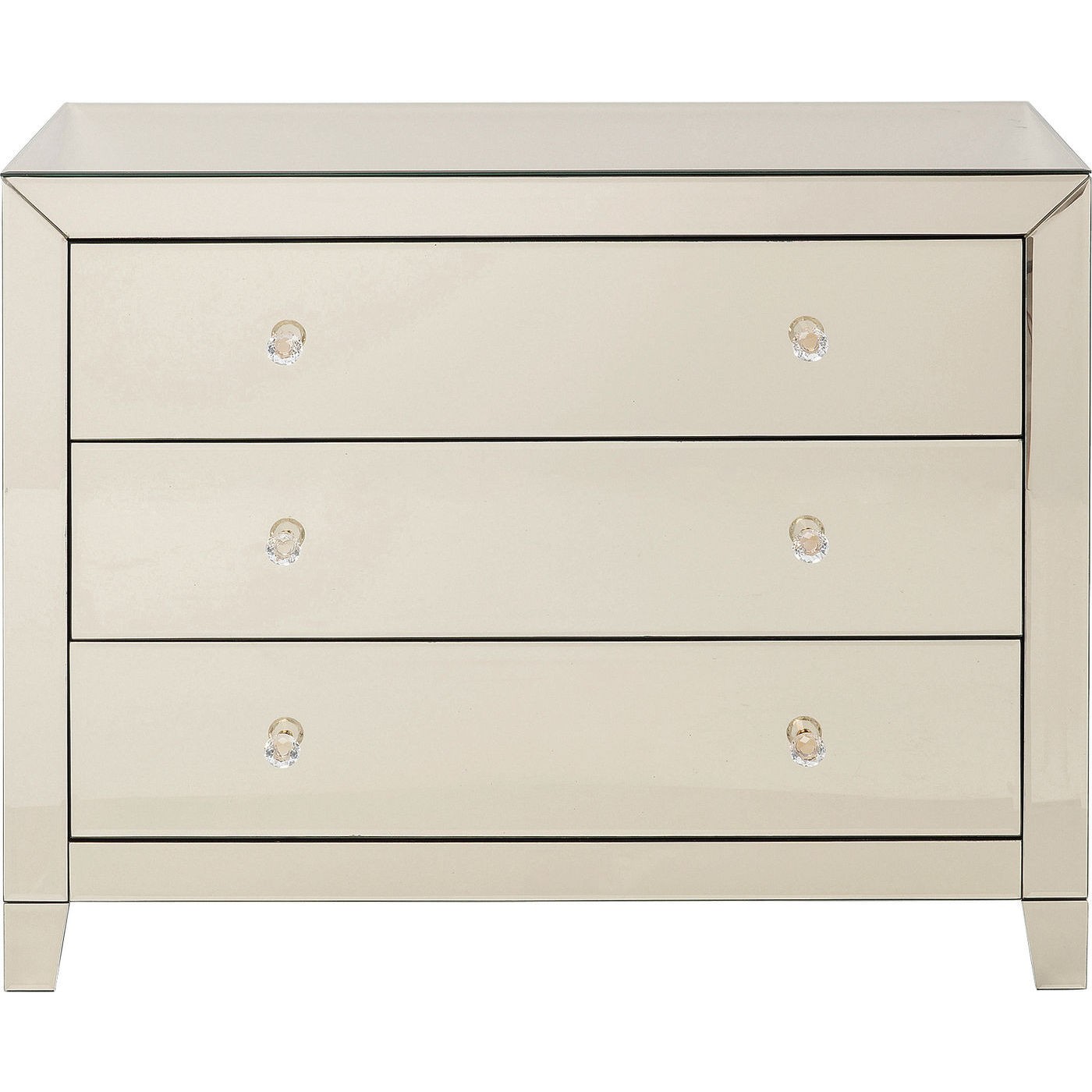 Commode 3 tiroirs en verre miroir doré Commode 3 tiroirs en verre miroir doré