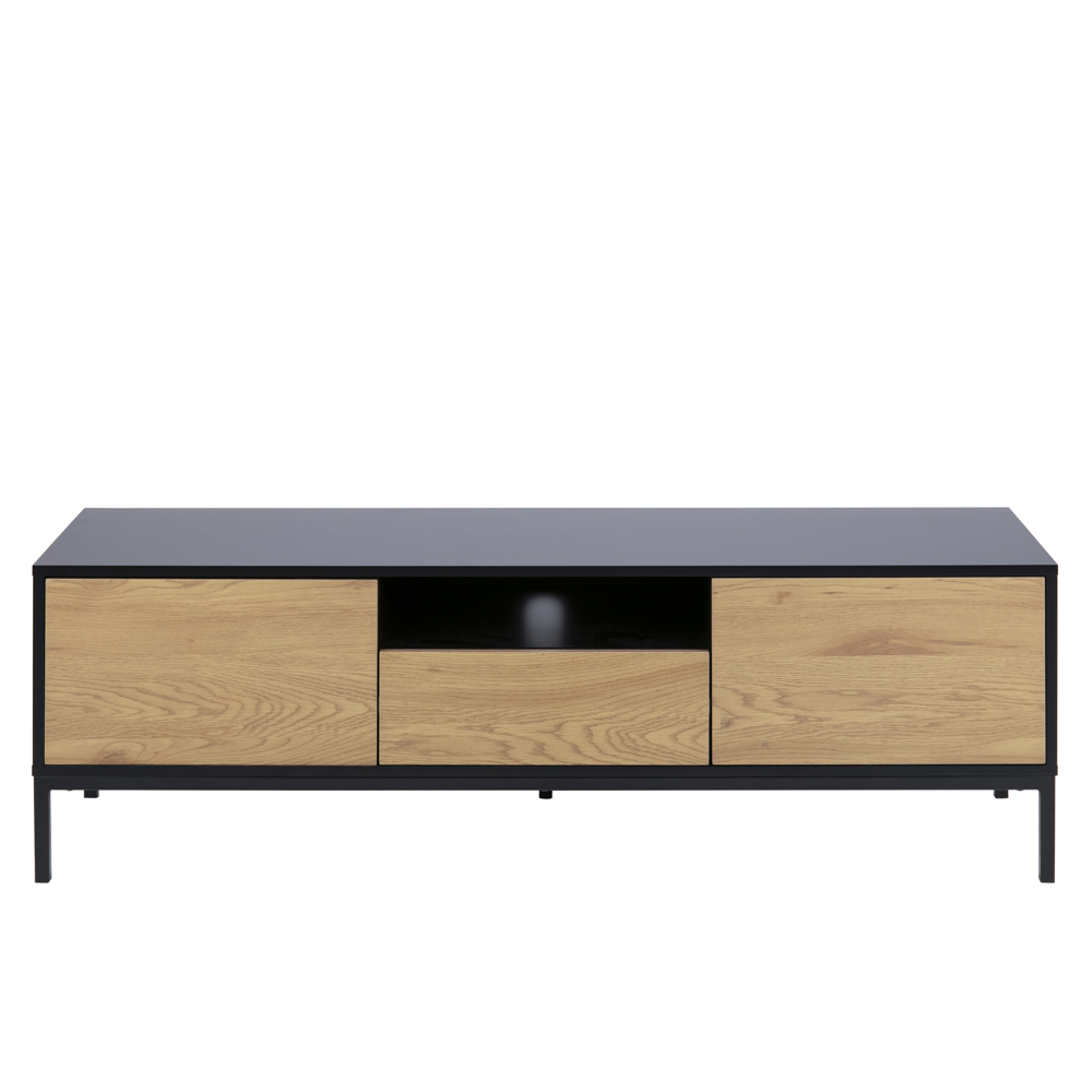Meuble tv moderne 140 cm chêne noir