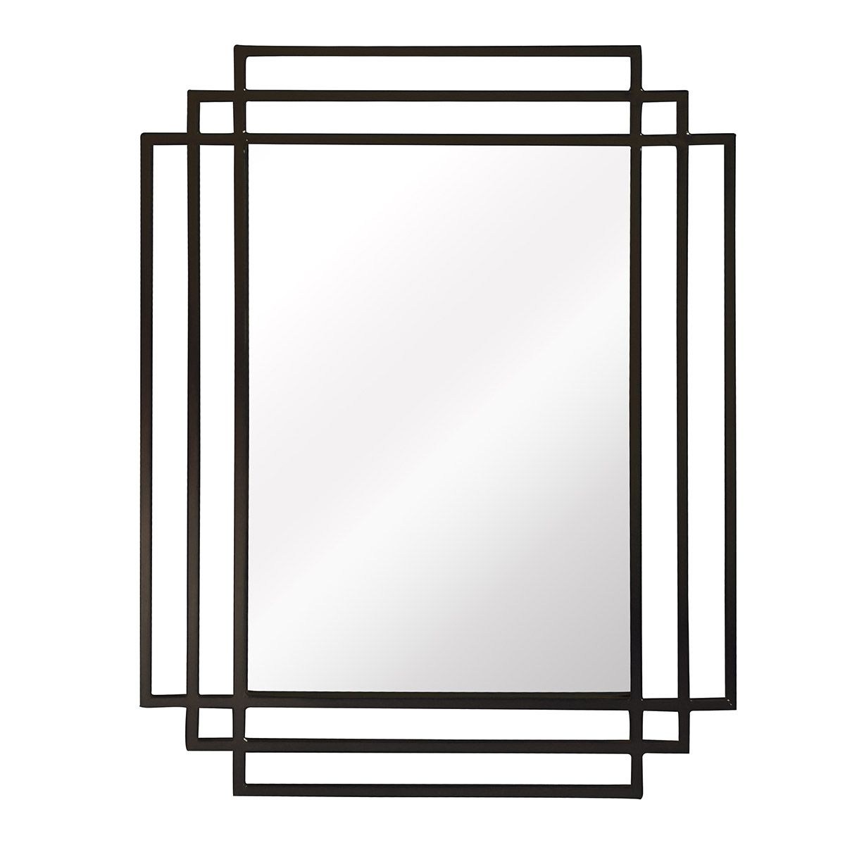 Miroir Art Déco rectangulaire en métal noir 101 x 76 cm - Ginger