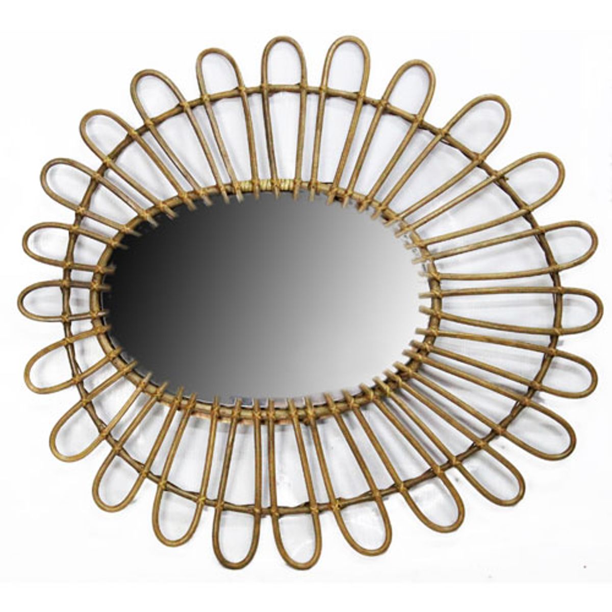 MOKA - Miroir ovale en rotin maya bois clair 55x64 MOKA - Miroir ovale en rotin maya bois clair 55x64