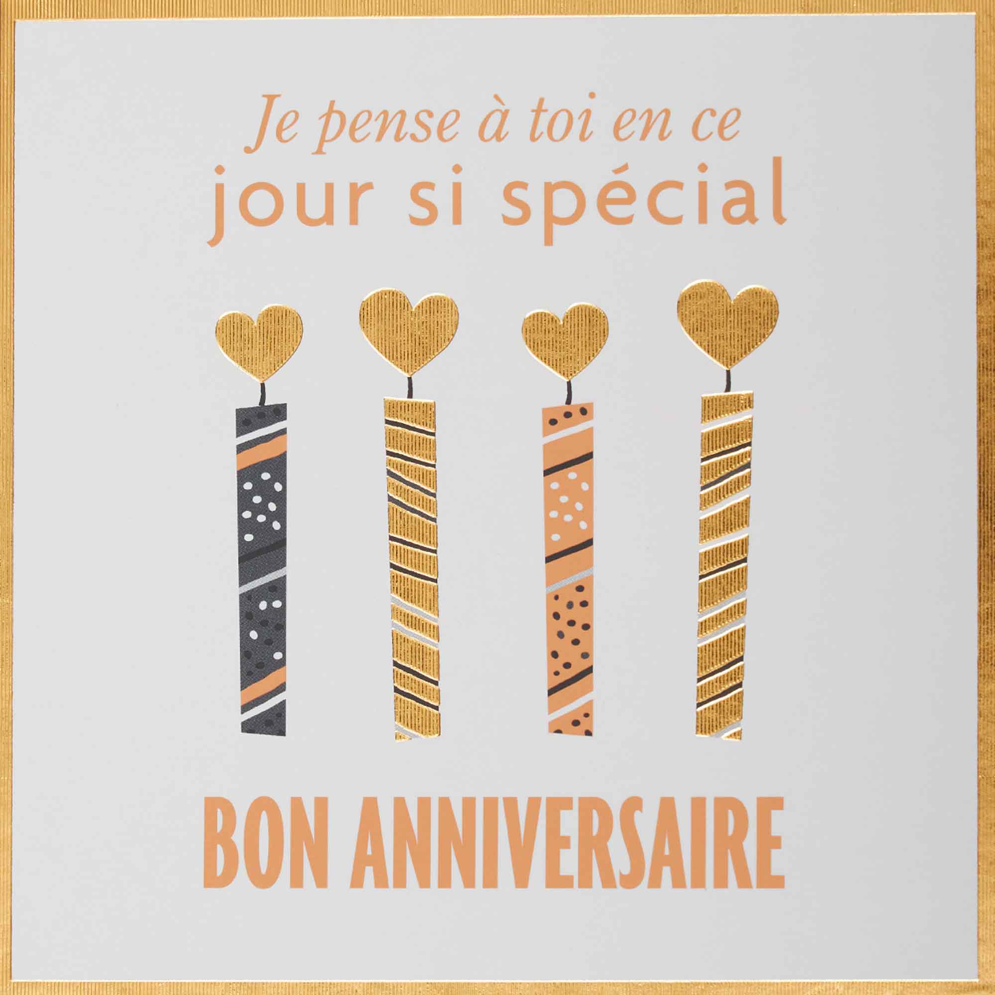Carte anniversaire bougies dorées (photo) Carte anniversaire bougies dorées
