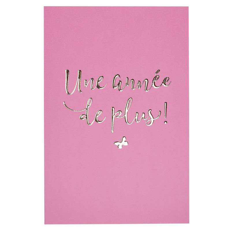 Carte une année de plus rose et or