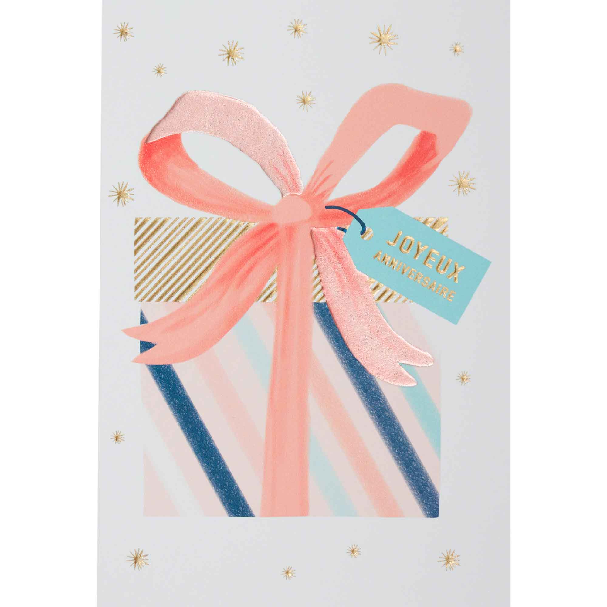 Carte anniversaire paquet-cadeau pastel et or (photo) Carte anniversaire paquet-cadeau pastel et or