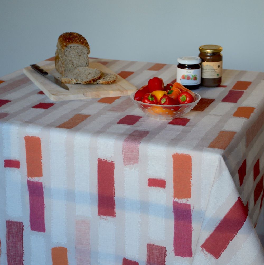 Nappe enduite carrée 120 x 120 cm rouge Nappe enduite carrée 120 x 120 cm rouge