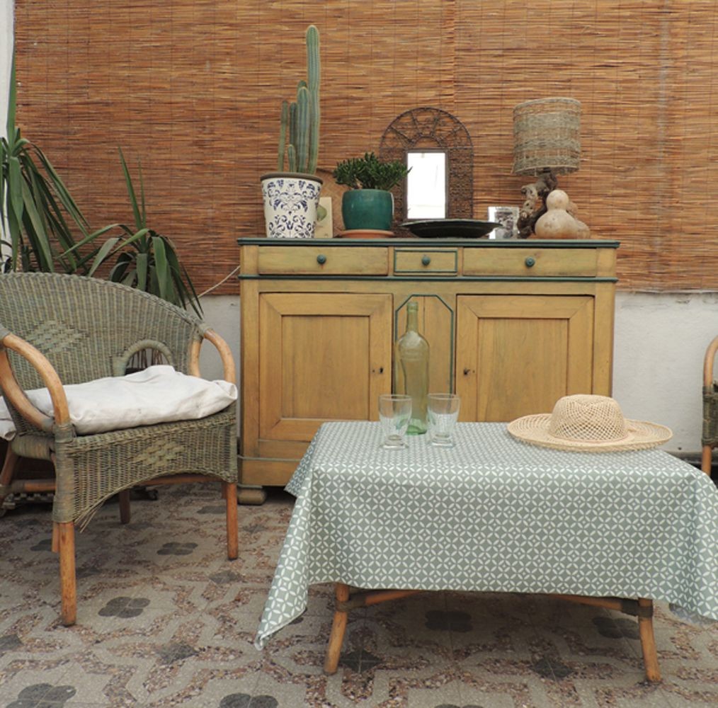 Nappe en coton enduit verte