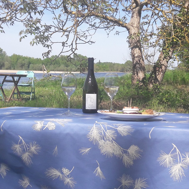 Nappe enduite rectangle 160 x 200 cm bleu