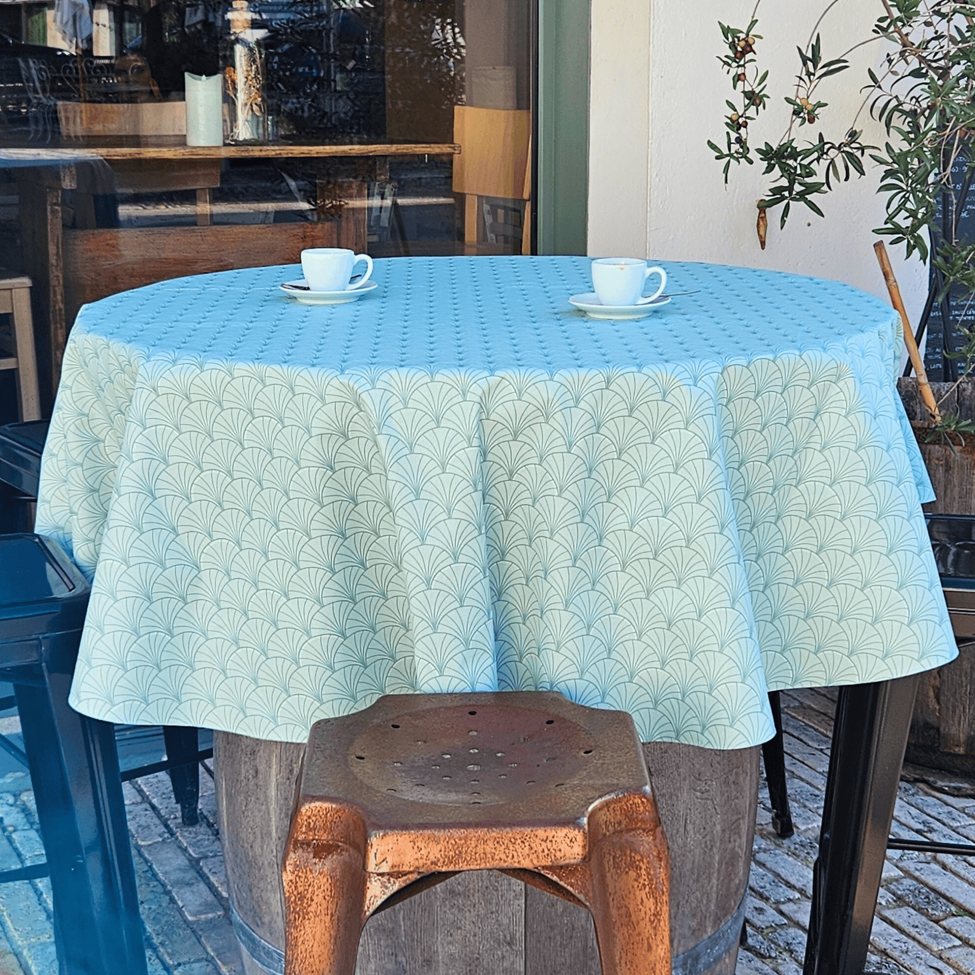 Nappe enduite ronde 160 x 160 cm vert