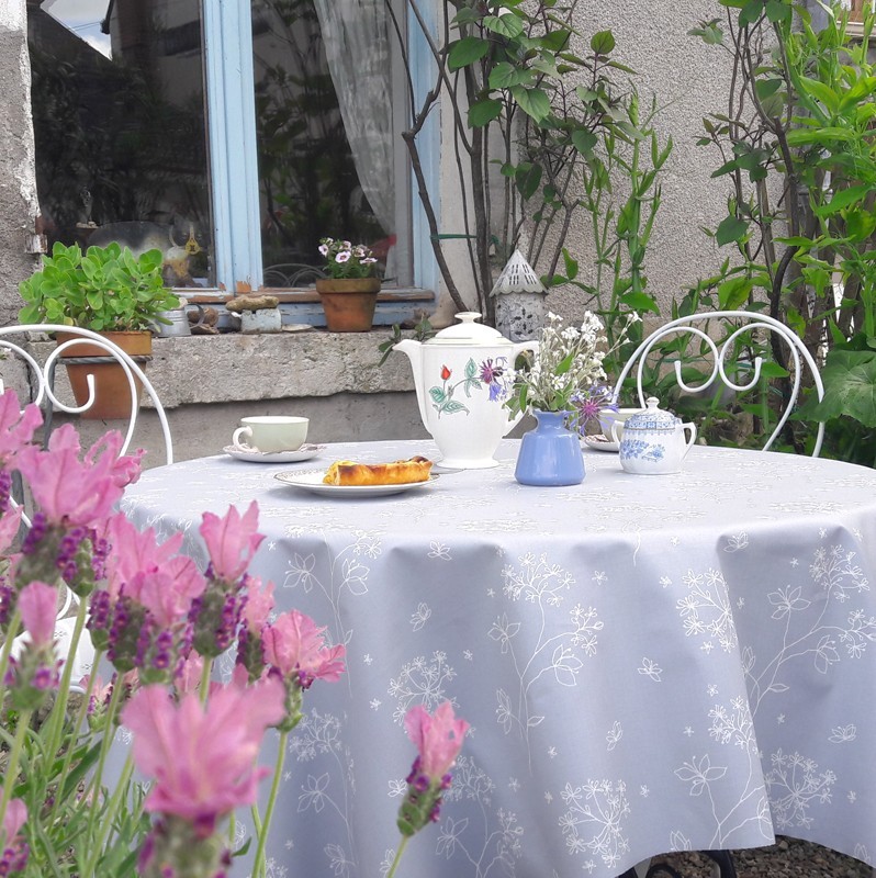 Nappe enduite ronde 160 x 160 cm gris