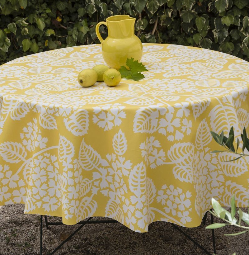 Nappe enduite ronde 160 x 160 cm jaune