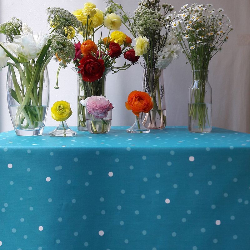 Nappe enduite carrée 120 x 120 cm turquoise Nappe enduite carrée 120 x 120 cm turquoise