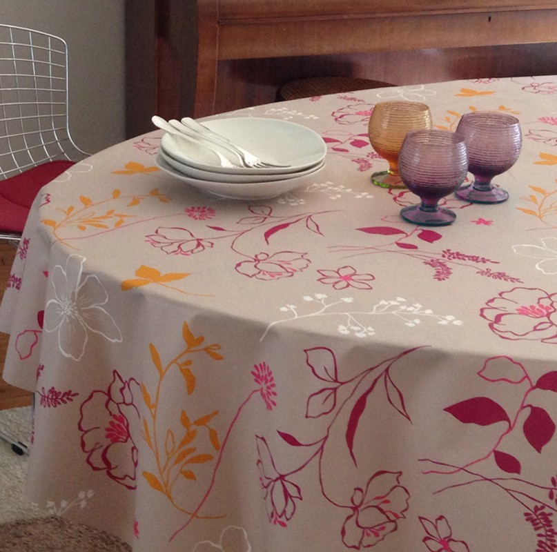 Nappe enduite ronde 160 x 160 cm orange Nappe enduite ronde 160 x 160 cm orange