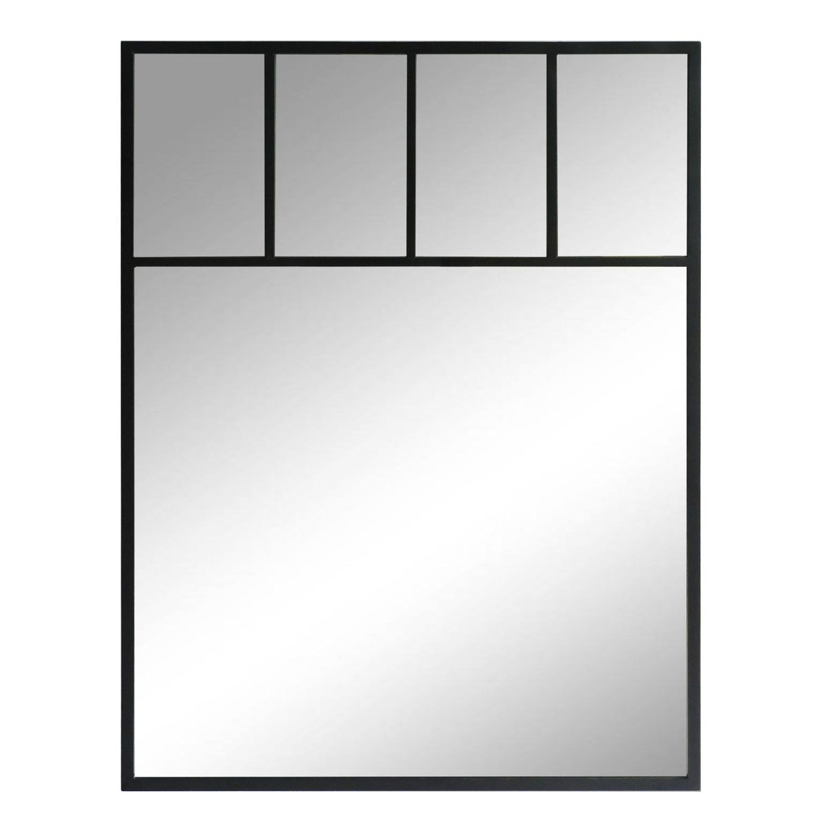 Miroir verrière compartimenté métal noir 90x120