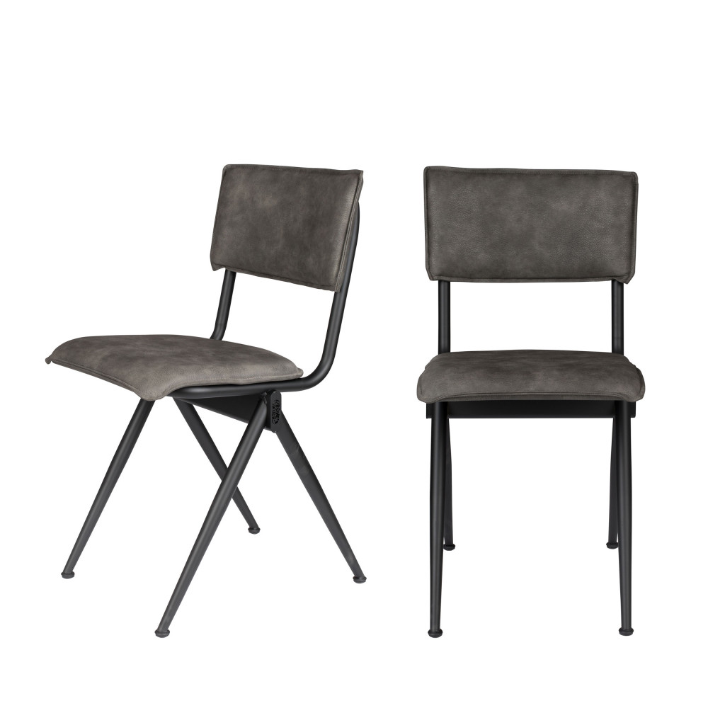 2 chaises en simili gris anthracite 2 chaises en simili gris anthracite