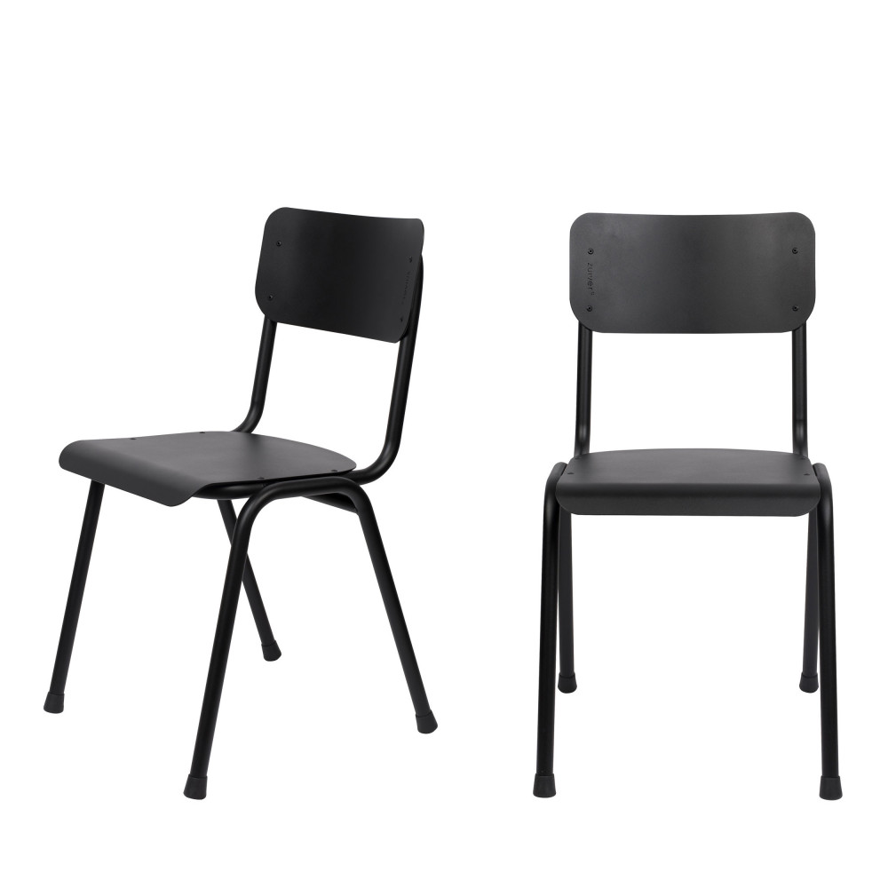 2 chaises d'écolier indoor et outdoor noir (photo) 2 chaises d'écolier indoor et outdoor noir