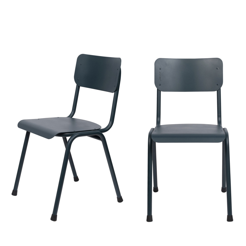 2 chaises d'écolier indoor et outdoor bleu pétrole (photo) 2 chaises d'écolier indoor et outdoor bleu pétrole