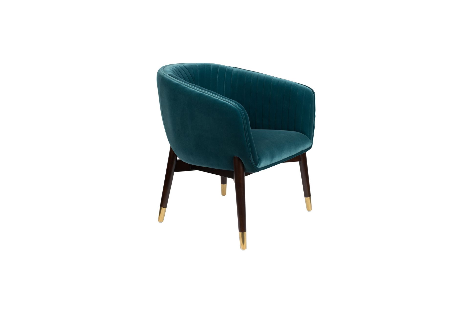 Fauteuil vintage en velours bleu canard