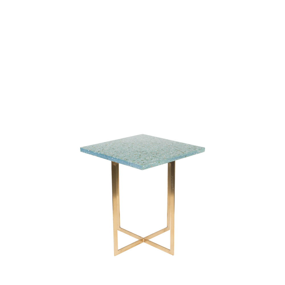 Table d'appoint carrÃ©e mÃ©tal et terrazzo turquoise