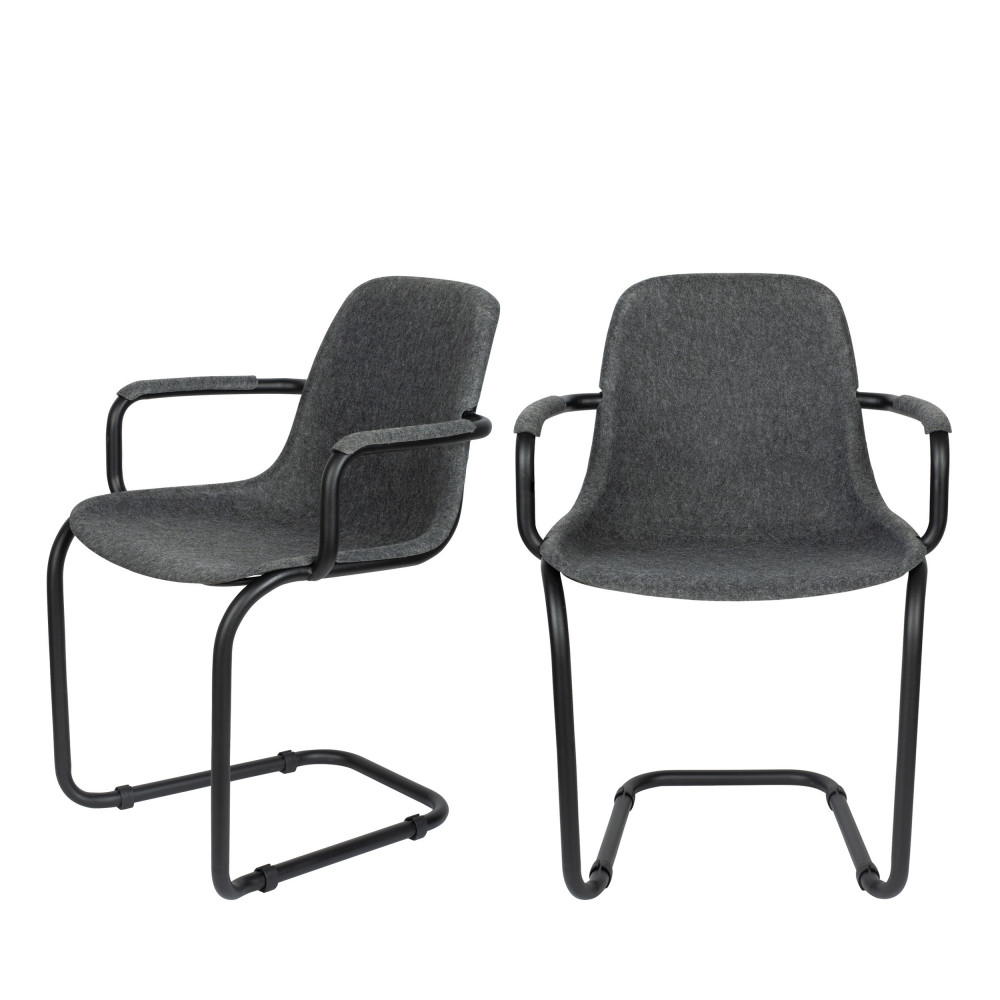 2 chaises avec accoudoirs en plastique gris (photo) 2 chaises avec accoudoirs en plastique gris