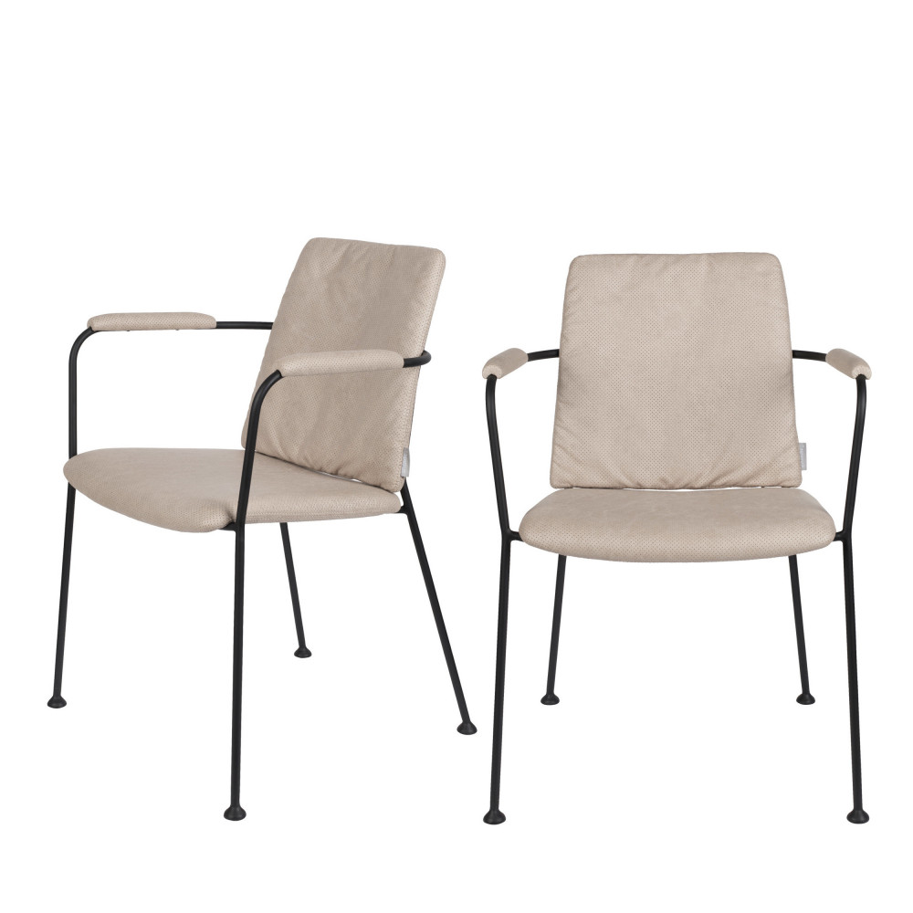 2 chaises avec accoudoirs en tissu beige (photo) 2 chaises avec accoudoirs en tissu beige