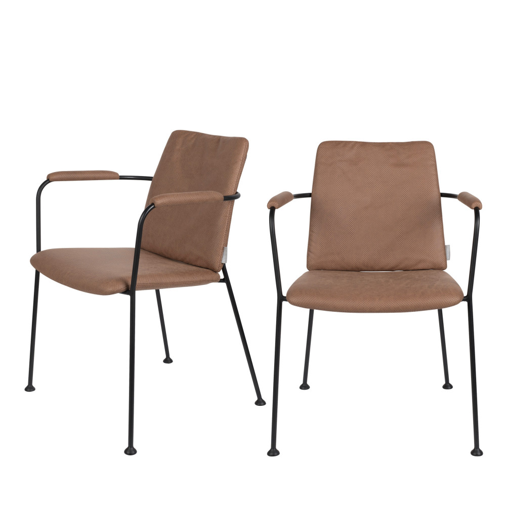 2 chaises avec accoudoirs en tissu marron (photo) 2 chaises avec accoudoirs en tissu marron
