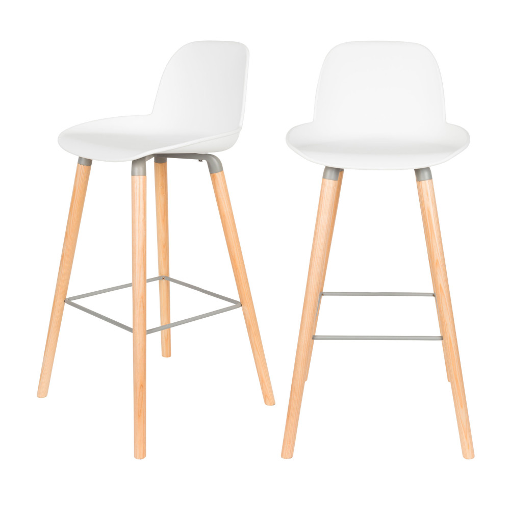 2 tabourets de bar résine 75cm blanc (photo) 2 tabourets de bar résine 75cm blanc