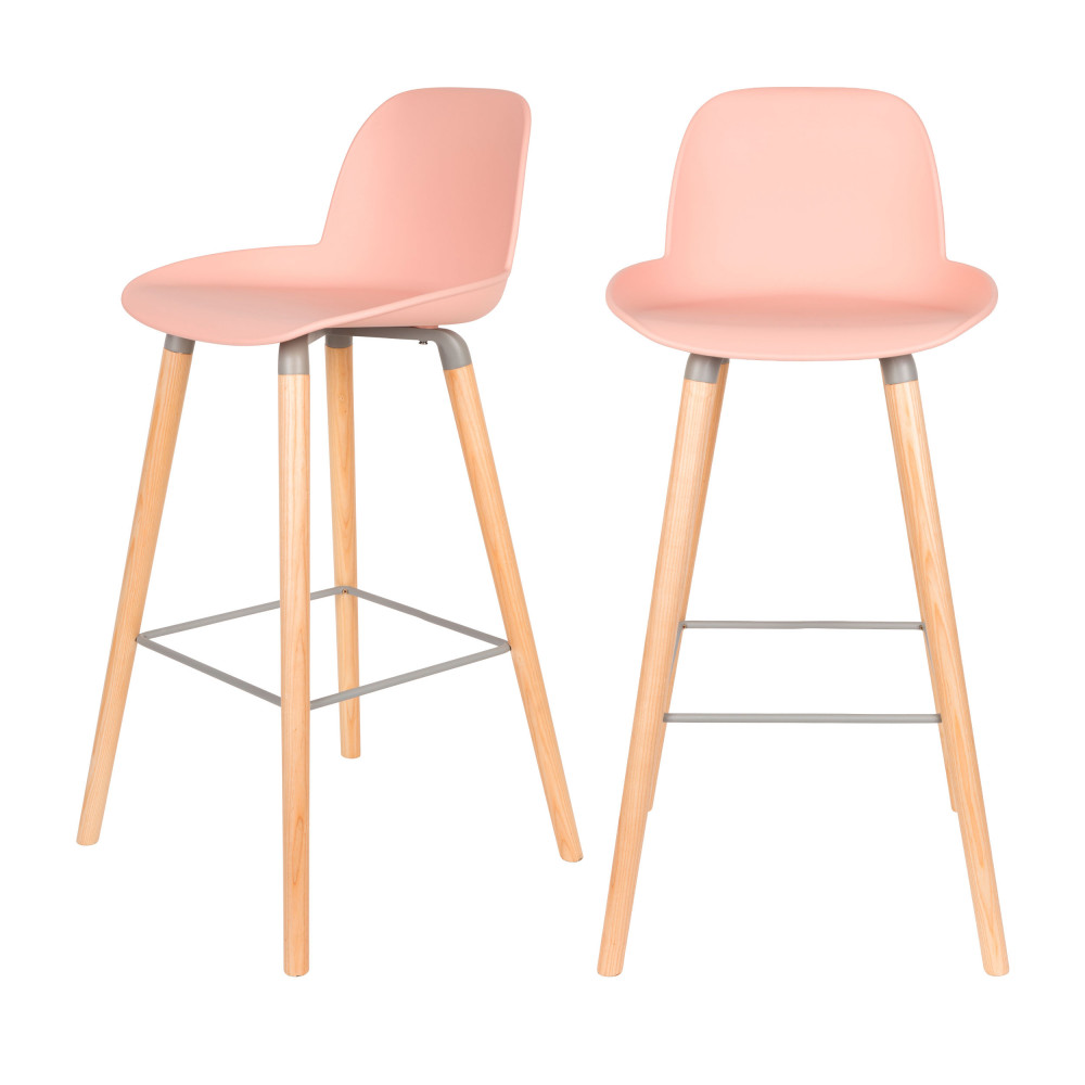 2 tabourets de bar résine 75cm rose (photo) 2 tabourets de bar résine 75cm rose