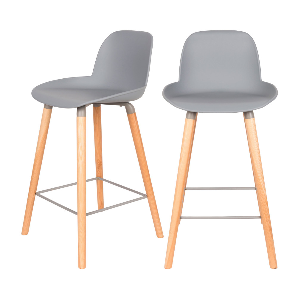 2 tabourets de bar résine 65cm gris clair (photo) 2 tabourets de bar résine 65cm gris clair
