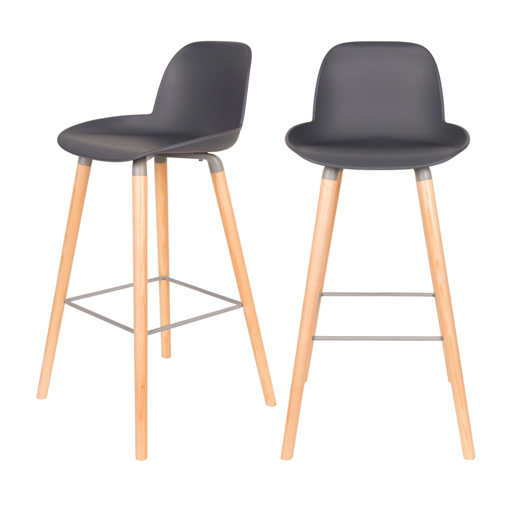 2 tabourets de bar résine 75cm gris anthracite (photo) 2 tabourets de bar résine 75cm gris anthracite