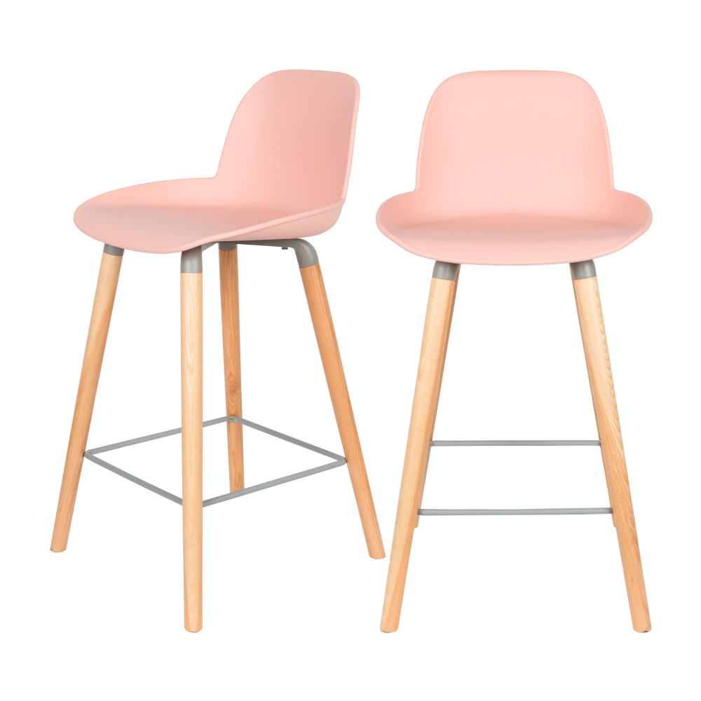 2 tabourets de bar résine 65cm rose (photo) 2 tabourets de bar résine 65cm rose