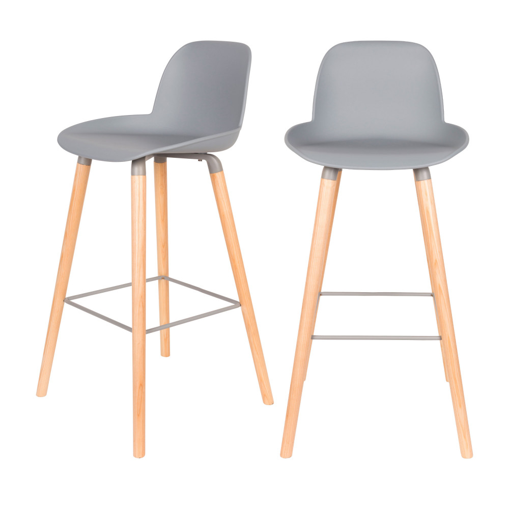 2 tabourets de bar résine 75cm gris clair (photo) 2 tabourets de bar résine 75cm gris clair