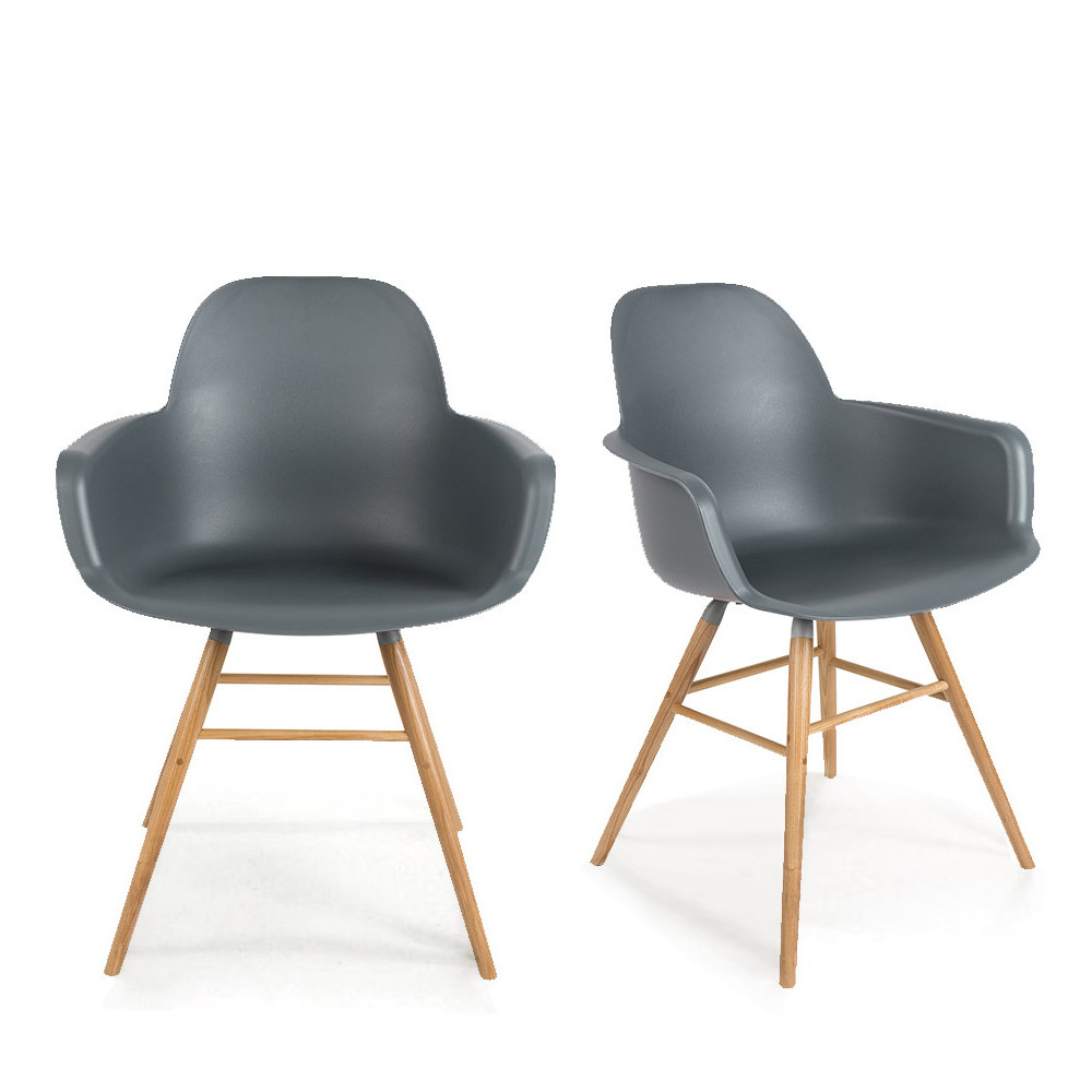 2 fauteuils de table en rÃ©sine gris anthracite