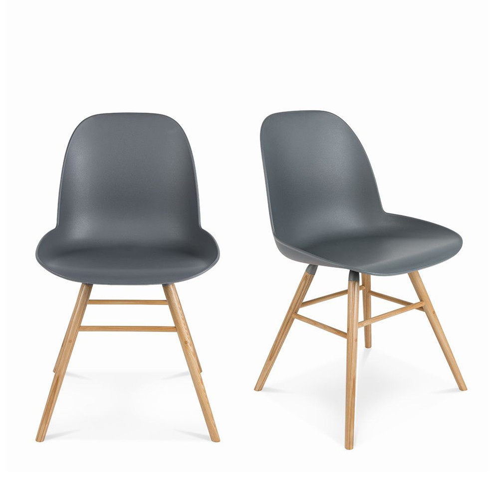 2 chaises résine et bois gris anthracite 2 chaises résine et bois gris anthracite