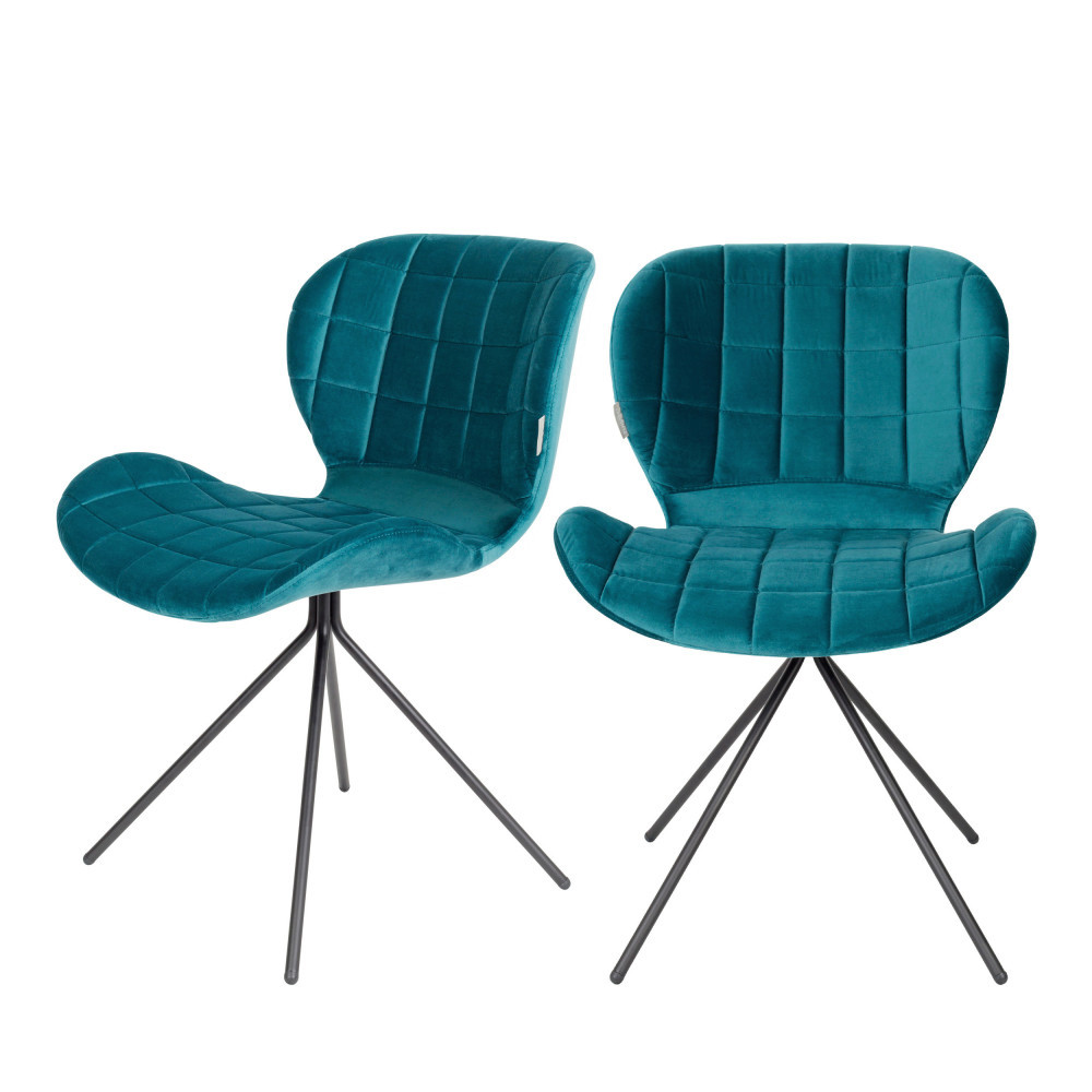 2 chaises velours bleu pétrole 2 chaises velours bleu pétrole