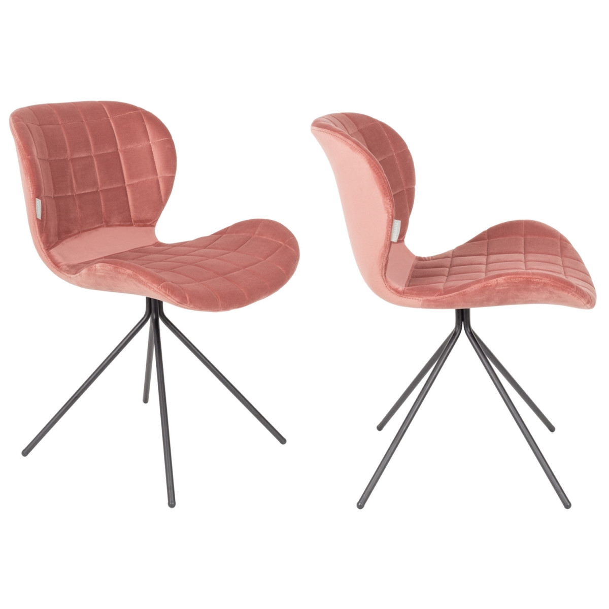2 chaises velours rose