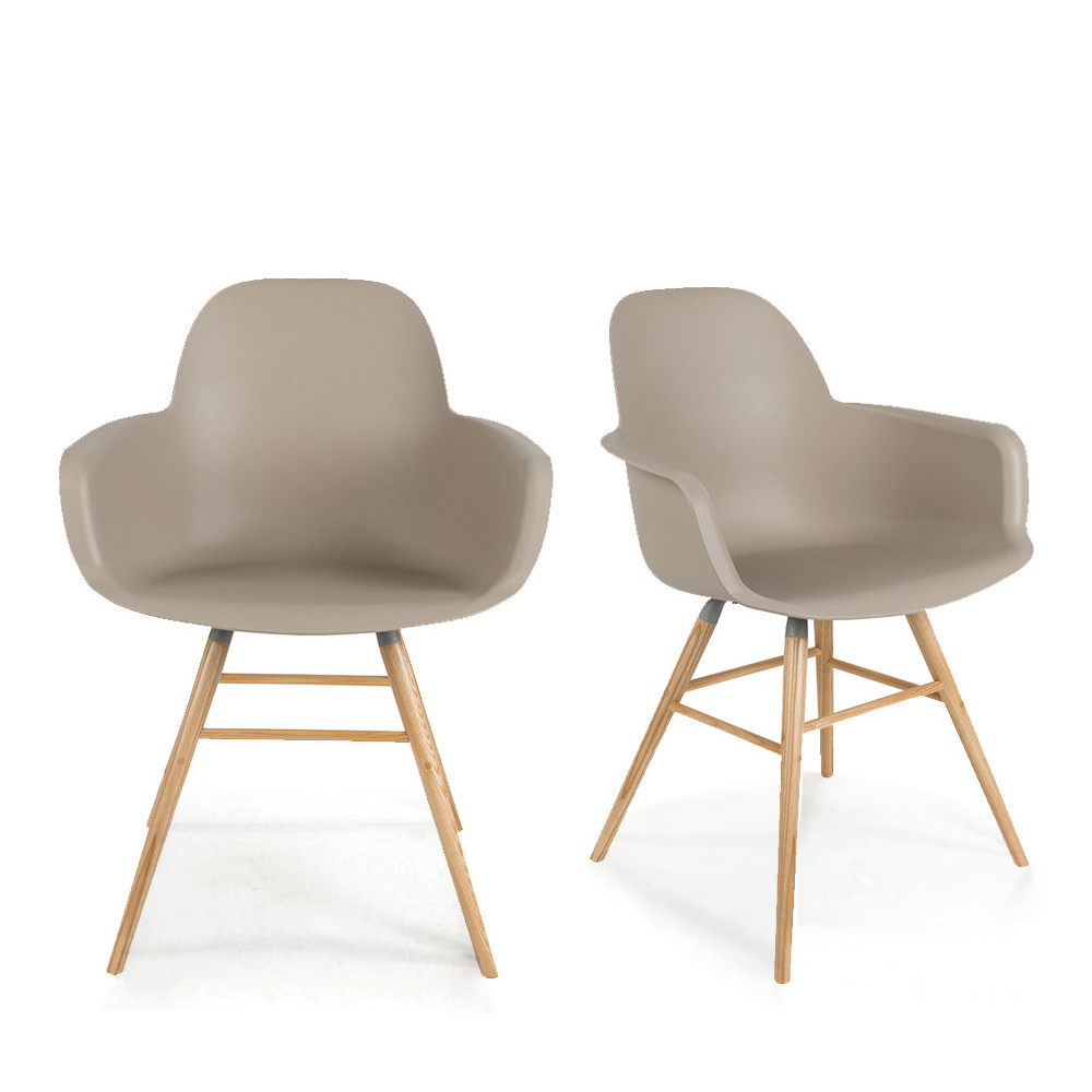 2 fauteuils de table en rÃ©sine taupe