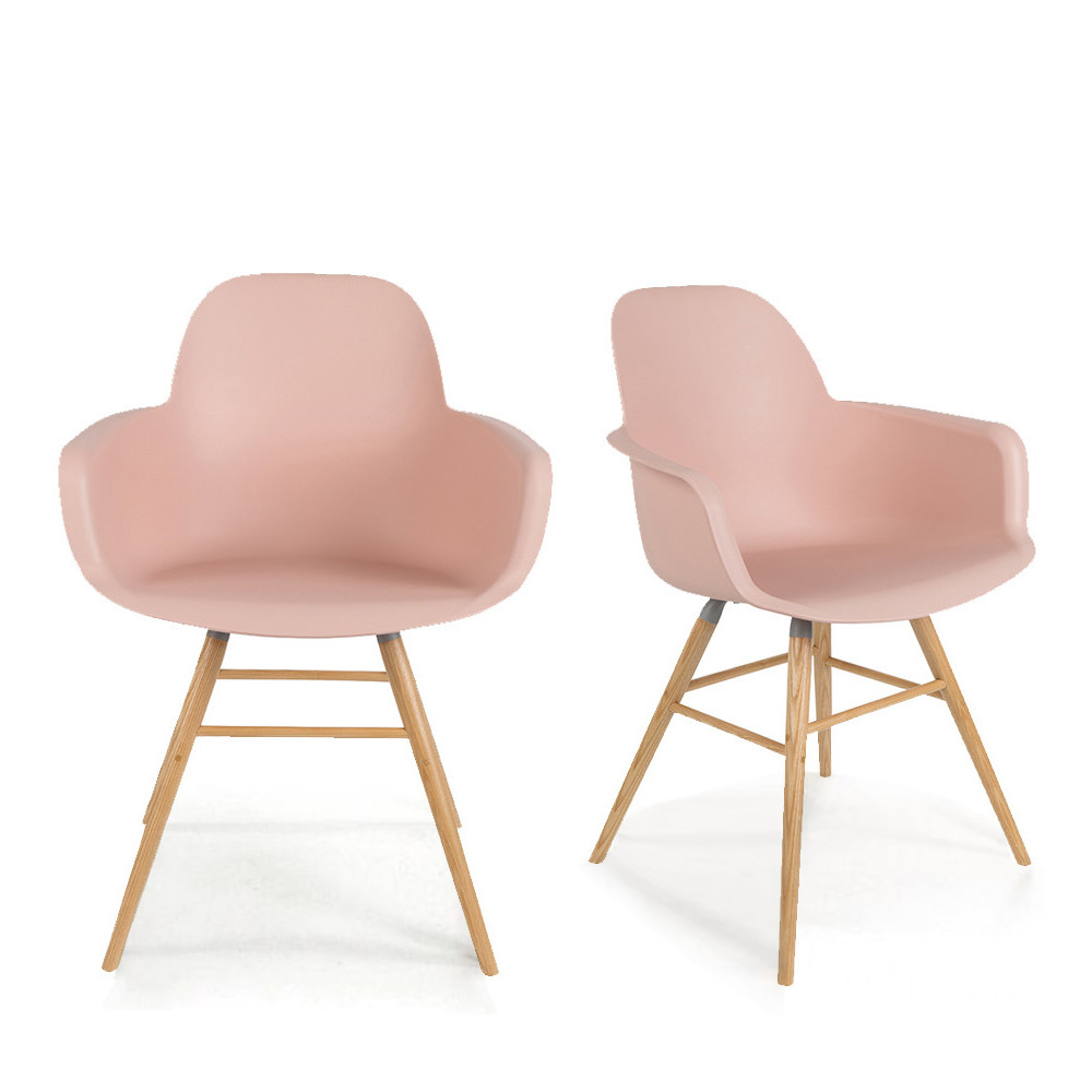 2 fauteuils de table en résine rose 2 fauteuils de table en résine rose